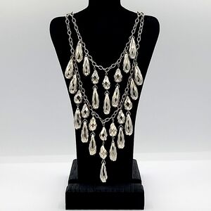 Chandelier layered silver necklace